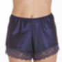 Lace French Knickers In Navy Satin, thumbnail 1 of 3