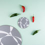 Grey Abstract Round Placemat Set, thumbnail 4 of 6