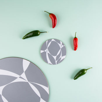 Grey Abstract Round Placemat Set, 4 of 6