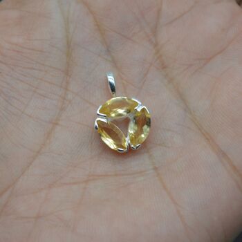 Citrine Silver Floral Pendant: November Birthstone, 7 of 8