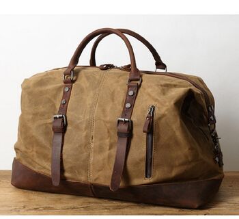 Waxed Canvas Leather Classic Holdall Bag, 4 of 12