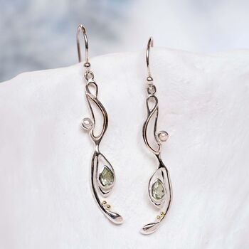 Green Amethyst And Pearl Dangle Earrings, 2 of 7
