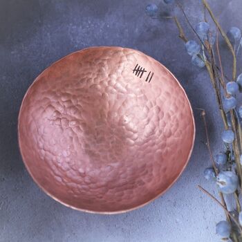 7th Anniversary Copper Trinket Bowl, Medium Hammered, 4 of 7