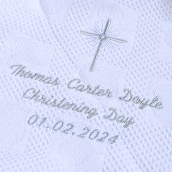 Personalised White Shawl For Christening, 3 of 8