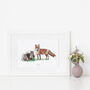 Personalised Foxes Watercolour Art Print, thumbnail 2 of 5