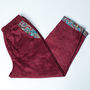 Men's Dark Pink Corduroy Rolled Hem Cropped Trousers, thumbnail 1 of 3