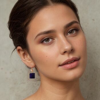 Cobalt Blue Vintage Glass Earrings, 2 of 6