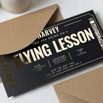 Flying Lesson Gift Voucher Gold Foil Personalised, 5 of 9