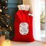 Personalised Me To You Reindeer Luxury Pom Pom Red Christmas Sack, thumbnail 1 of 4