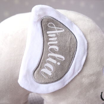 Personalised Grey Elephant Baby Cushion, 2 of 4