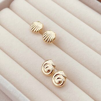 Spiral Shell Stud Earrings, 4 of 7