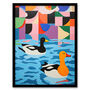 Bathtime Buddies Bathroom Ducks Swimming Wall Art Print, thumbnail 5 of 6