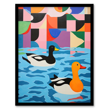 Bathtime Buddies Bathroom Ducks Swimming Wall Art Print, 5 of 6