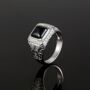 Men's Silver Black Quartz Gemstone Signet Ring, thumbnail 8 of 12