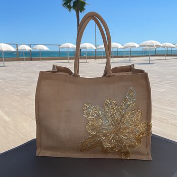 Flower Jute Tote Bag, 4 of 4