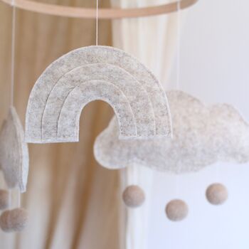 Cloud And Rainbow Baby Mobile, Natural Beige, 8 of 8