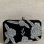 Black Floral Velvet Clutch Bag, thumbnail 1 of 10