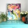 Multicoloured Abstract Painting Bright Linen Canvas, thumbnail 1 of 4