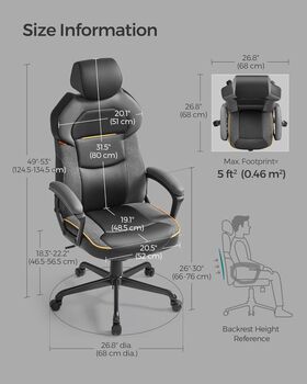 Adjustable Gaming Office Chair With Headrest And Tilt, 6 of 7