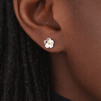 Sterling Silver And Gold Forget Me Not Stud Earrings – 8mm, 2 of 9