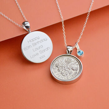 Luxury 60th Birthday Sixpence Birthstone Necklace, 10 of 10