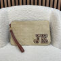 Personalised Leopard Print Straw Clutch Bag, thumbnail 3 of 5