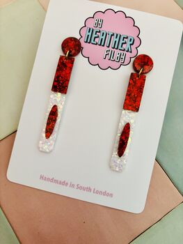 Red Felt Tip Pen Glitter Earrings / Teacher Graduation Gift School Stationery Jewellery / Gift For Writers And Editors Creative Journaling Accessory / Stationery Gift Retro School Supplies Sparkle, 2 of 5