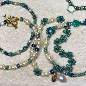 Aqua Bead And Freshwater Pearls Bracelet, 4 of 6