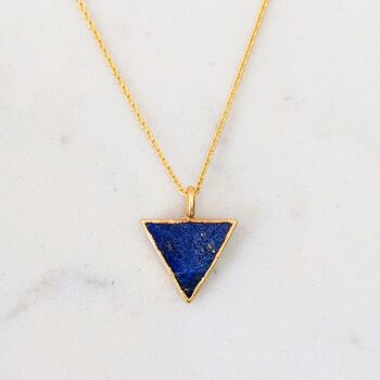 Triangle Lapis Lazuli Gemstone Necklace, Gold Plated, 4 of 9