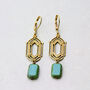 Art Deco Bronze Turquoise Earrings, thumbnail 2 of 6