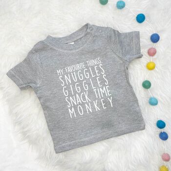 'My Favourite Things' Personalised Baby T Shirt, 5 of 6