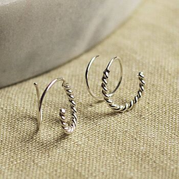 Illusion Double Hoop Rope Spiral Earrings, 3 of 4