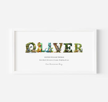 Personalised Children's Name Print | Nursery Wall Art | Dinosaur, 3 of 10