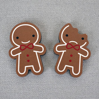 Kawaii Gingerbread Man Wooden Brooches Or Pins, 4 of 5