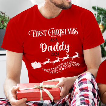 First Christmas As A Family Red T Shirts And Baby Grow, 4 of 5