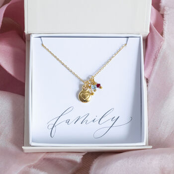 Gold Plated Heart Nugget Birthstone Charm Necklace, 3 of 12