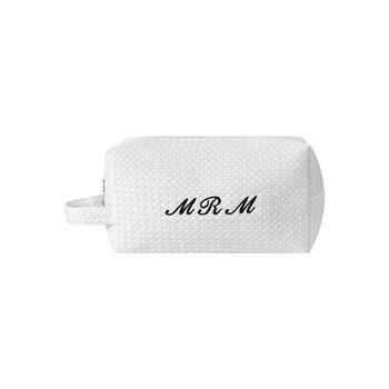 Monogramed White Waffle Make Up Bag, 8 of 12