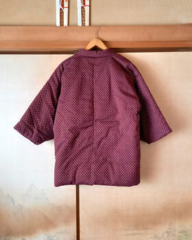 Japanese Padded Cotton Kimono Jacket Maroon, 4 of 10