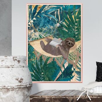 Sloth In Hammock In The Jungle Wall Art Print, 2 of 4