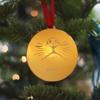 Gold Personalised Dog Nose Christmas Tree Bauble, 2 of 4