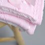 Personalised Knitted Baby Pink Blanket With Bow, thumbnail 6 of 7