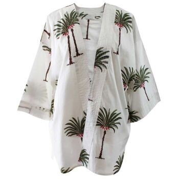 Green Palm Tree Print Cotton Summer Jacket, 3 of 3