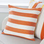 Orange And Off White Striped Raw Silk Cushion Cover, thumbnail 2 of 3