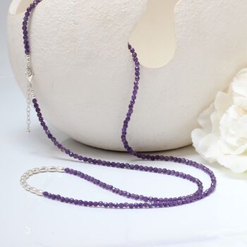 Long Amethyst And Sterling Silver Beaded Necklace, 8 of 11
