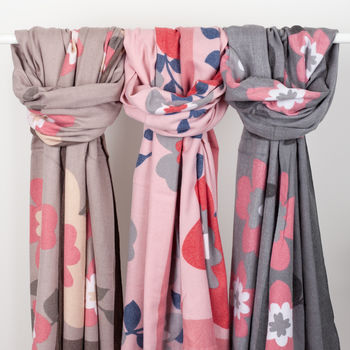 Cashmere Winter Floral Scarf, 2 of 3