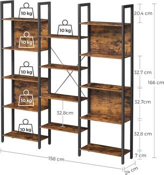 Bookcase Metal Frame Bookshelf Industrial Shelf Unit, 11 of 12