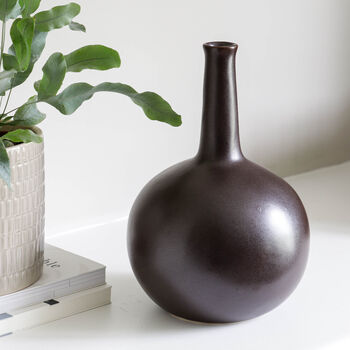 Dark Bulbous Ceramic Vase, 3 of 3