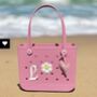 Cute Baby Pink ‘Hearts’ Crocstyle Beach Bag, thumbnail 1 of 6
