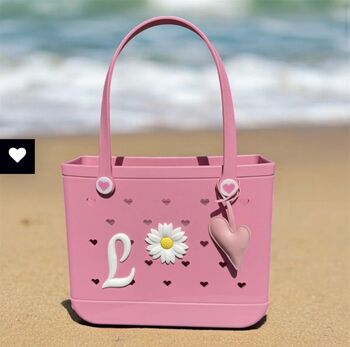 Cute Baby Pink ‘Hearts’ Summer Tote Bag And Charms, 3 of 7