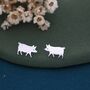 Cute Little Pig Stud Earrings In Sterling Silver, thumbnail 1 of 12